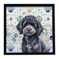 Toy Black Poodle Coastal Sea Glass Framed Metal Print Bathroom, Kitchen, Office, Home Decor Wall Art Ready to Hang, Square, 8X8
