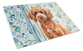 Toy Red Poodle Coastal Sea Glass Cutting Board Tempered Glass Kitchen Cutting Surface, Heat Resistant Chopping, Non-Slip Feet, Food Prep & Serving
