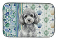 Toy Silver Poodle Coastal Sea Glass Dish Drying Mat Absorbent Dish Drying Mat Pad for Kitchen Counter Dish Drainer Mat for Countertop, 14 x 21", Multicolor
