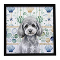 Toy Silver Poodle Coastal Sea Glass Framed Metal Print Bathroom, Kitchen, Office, Home Decor Wall Art Ready to Hang, Square, 8X8