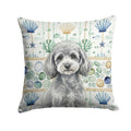 Toy Silver Poodle Coastal Sea Glass Decorative Throw Pillow 18x18 Indoor Outdoor Accent Cushion, Fabric Cover with Insert for Sofa, Bed, Porch & Living Room
