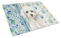Toy White Poodle Coastal Sea Glass Cutting Board Tempered Glass Kitchen Cutting Surface, Heat Resistant Chopping, Non-Slip Feet, Food Prep & Serving
