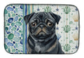 Black Pug Coastal Sea Glass Dish Drying Mat Absorbent Dish Drying Mat Pad for Kitchen Counter Dish Drainer Mat for Countertop, 14 x 21", Multicolor