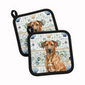 Rhodesian Ridgeback Coastal Sea Glass Pot Holder Set of 2 Heat Resistant Quilted Hot Pads 7.5 x 7.5 Inch, Insulated Kitchen Trivets for Cooking & Baking