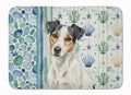 White with Black Markings Russell Terrier Coastal Sea Glass Memory Foam Kitchen Mat Machine Washable Anti-Fatigue Cushion Comfort Bath or Kitchen Rug