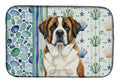 Brindle and White Saint Bernard Coastal Sea Glass Dish Drying Mat Absorbent Dish Drying Mat Pad for Kitchen Counter Dish Drainer Mat for Countertop, 14 x 21", Multicolor