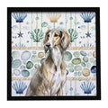 Grizzle Saluki Coastal Sea Glass Framed Metal Print Bathroom, Kitchen, Office, Home Decor Wall Art Ready to Hang, Square, 8X8