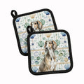 Grizzle Saluki Coastal Sea Glass Pot Holder Set of 2 Heat Resistant Quilted Hot Pads 7.5 x 7.5 Inch, Insulated Kitchen Trivets for Cooking & Baking