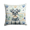Schnauzer Coastal Sea Glass Decorative Throw Pillow 14x14 Indoor Outdoor Accent Cushion, Fabric Cover with Insert for Sofa, Bed, Porch & Living Room
