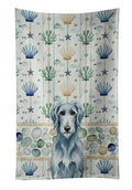Blue-Gray Scottish Deerhound Coastal Sea Glass Kitchen Towel Velour Plush Front and Cotton Loop Back Machine Washable