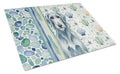 Blue-Gray Scottish Deerhound Coastal Sea Glass Cutting Board Tempered Glass Kitchen Cutting Surface, Heat Resistant Chopping, Non-Slip Feet, Food Prep & Serving