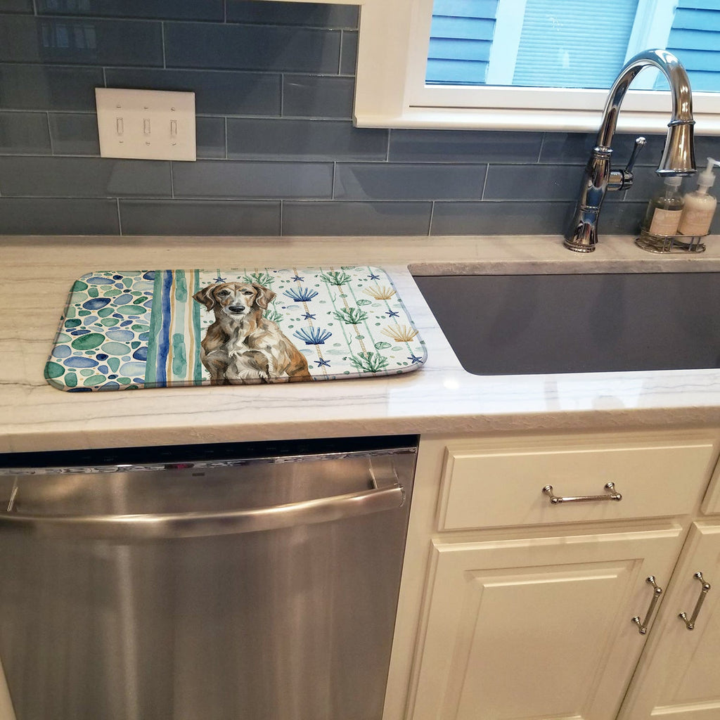 Brindle Scottish Deerhound Coastal Sea Glass Dish Drying Mat Absorbent Dish Drying Mat Pad for Kitchen Counter Dish Drainer Mat for Countertop, 14 x 21", Multicolor
