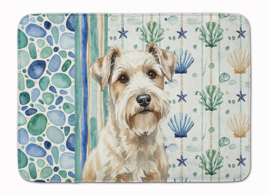 Sealyham Terrier Coastal Sea Glass Memory Foam Kitchen Mat Machine Washable Anti-Fatigue Cushion Comfort Bath or Kitchen Rug