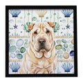 Shar Pei Coastal Sea Glass Framed Metal Print Bathroom, Kitchen, Office, Home Decor Wall Art Ready to Hang, Square, 8X8