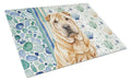 Red Shar Pei Coastal Sea Glass Cutting Board Tempered Glass Kitchen Cutting Surface, Heat Resistant Chopping, Non-Slip Feet, Food Prep & Serving