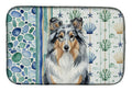 Blue Merle Sheltie Coastal Sea Glass Dish Drying Mat Absorbent Dish Drying Mat Pad for Kitchen Counter Dish Drainer Mat for Countertop, 14 x 21", Multicolor