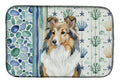 Sable Sheltie Coastal Sea Glass Dish Drying Mat Absorbent Dish Drying Mat Pad for Kitchen Counter Dish Drainer Mat for Countertop, 14 x 21", Multicolor