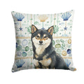 Black and Tan Shiba Inu Coastal Sea Glass Decorative Throw Pillow 14x14 Indoor Outdoor Accent Cushion, Fabric Cover with Insert for Sofa, Bed, Porch & Living Room