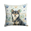 Black and Tan Shiba Inu Coastal Sea Glass Decorative Throw Pillow 18x18 Indoor Outdoor Accent Cushion, Fabric Cover with Insert for Sofa, Bed, Porch & Living Room