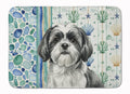 Black and White Shih Tzu Coastal Sea Glass Memory Foam Kitchen Mat Machine Washable Anti-Fatigue Cushion Comfort Bath or Kitchen Rug