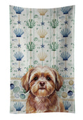 Liver Shih Tzu Coastal Sea Glass Kitchen Towel Velour Plush Front and Cotton Loop Back Machine Washable