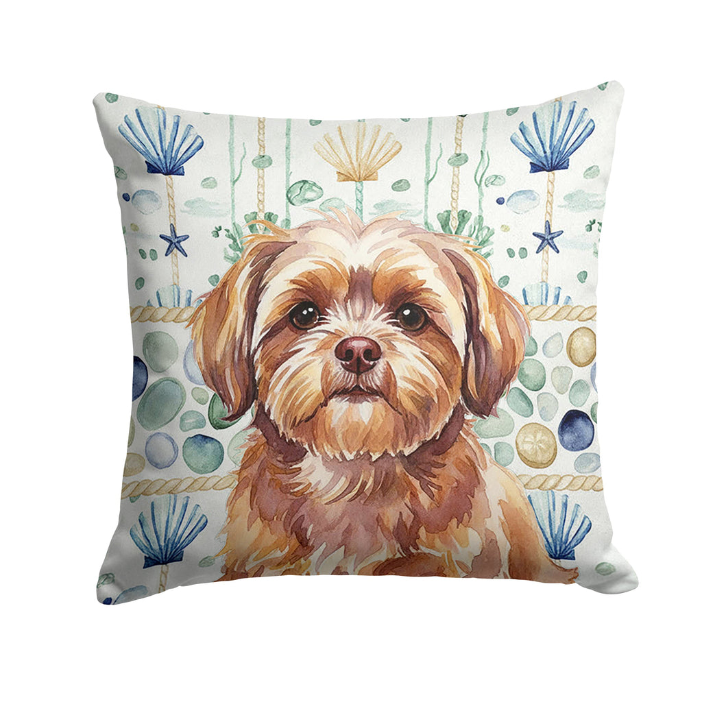 Liver Shih Tzu Coastal Sea Glass Decorative Throw Pillow 14x14 Indoor Outdoor Accent Cushion, Fabric Cover with Insert for Sofa, Bed, Porch & Living Room