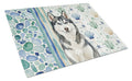 Siberian Husky Coastal Sea Glass Cutting Board Tempered Glass Kitchen Cutting Surface, Heat Resistant Chopping, Non-Slip Feet, Food Prep & Serving