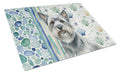 Gray Skye Terrier Coastal Sea Glass Cutting Board Tempered Glass Kitchen Cutting Surface, Heat Resistant Chopping, Non-Slip Feet, Food Prep & Serving