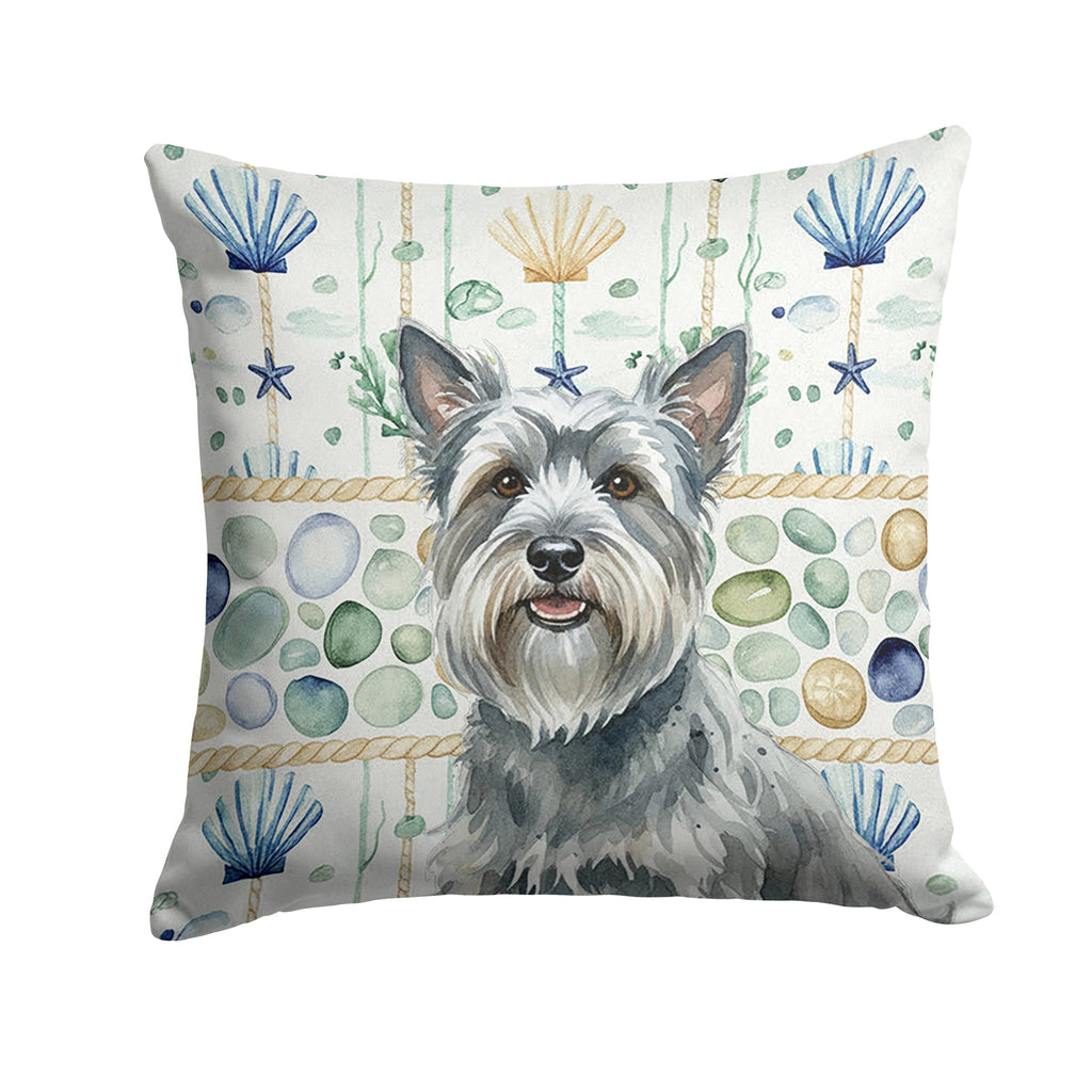 Gray Skye Terrier Coastal Sea Glass Decorative Throw Pillow 18x18 Indoor Outdoor Accent Cushion, Fabric Cover with Insert for Sofa, Bed, Porch & Living Room