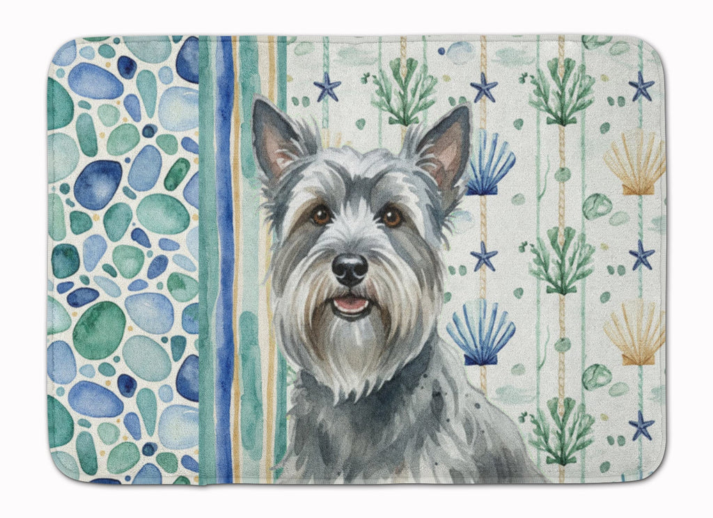 Gray Skye Terrier Coastal Sea Glass Memory Foam Kitchen Mat Machine Washable Anti-Fatigue Cushion Comfort Bath or Kitchen Rug