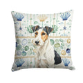 Smooth Fox Terrier Coastal Sea Glass Decorative Throw Pillow 18x18 Indoor Outdoor Accent Cushion, Fabric Cover with Insert for Sofa, Bed, Porch & Living Room