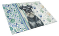 Standard Schnauzer Coastal Sea Glass Cutting Board Tempered Glass Kitchen Cutting Surface, Heat Resistant Chopping, Non-Slip Feet, Food Prep & Serving