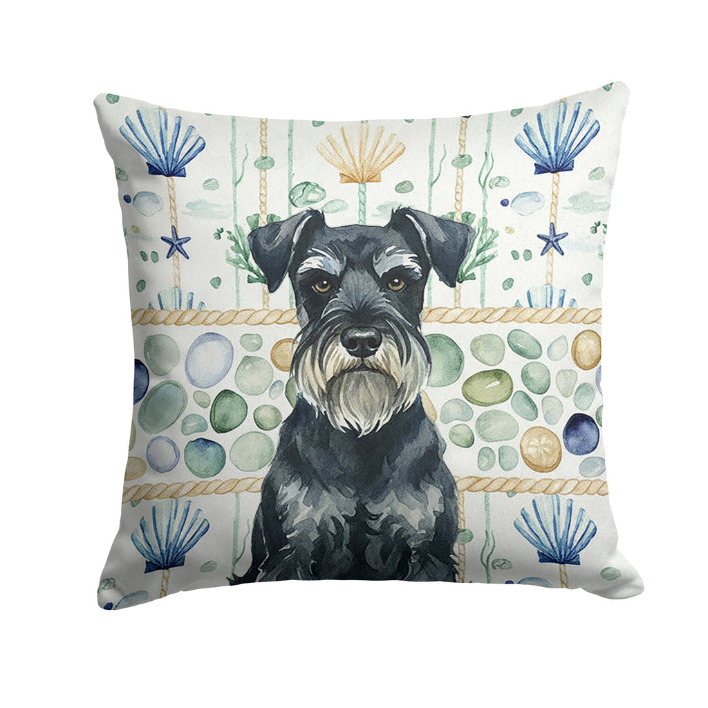 Standard Schnauzer Coastal Sea Glass Decorative Throw Pillow 14x14 Indoor Outdoor Accent Cushion, Fabric Cover with Insert for Sofa, Bed, Porch & Living Room