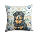 Black and Tan Tibetan Mastiff Coastal Sea Glass Decorative Throw Pillow 18x18 Indoor Outdoor Accent Cushion, Fabric Cover with Insert for Sofa, Bed, Porch & Living Room