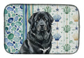 Black Tibetan Mastiff Coastal Sea Glass Dish Drying Mat Absorbent Dish Drying Mat Pad for Kitchen Counter Dish Drainer Mat for Countertop, 14 x 21", Multicolor