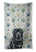 Black Tibetan Mastiff Coastal Sea Glass Kitchen Towel Velour Plush Front and Cotton Loop Back Machine Washable