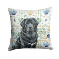Black Tibetan Mastiff Coastal Sea Glass Decorative Throw Pillow 18x18 Indoor Outdoor Accent Cushion, Fabric Cover with Insert for Sofa, Bed, Porch & Living Room