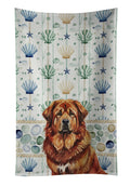 Red Gold Tibetan Mastiff Coastal Sea Glass Kitchen Towel Velour Plush Front and Cotton Loop Back Machine Washable