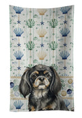 Black and Tan Tibetan Spaniel Coastal Sea Glass Kitchen Towel Velour Plush Front and Cotton Loop Back Machine Washable