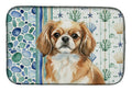 Tibetan Spaniel Coastal Sea Glass Dish Drying Mat Absorbent Dish Drying Mat Pad for Kitchen Counter Dish Drainer Mat for Countertop, 14 x 21", Multicolor
