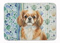Tibetan Spaniel Coastal Sea Glass Memory Foam Kitchen Mat Machine Washable Anti-Fatigue Cushion Comfort Bath or Kitchen Rug