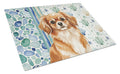 Red Tibetan Spaniel Coastal Sea Glass Cutting Board Tempered Glass Kitchen Cutting Surface, Heat Resistant Chopping, Non-Slip Feet, Food Prep & Serving