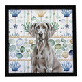 Weimaraner Coastal Sea Glass Framed Metal Print Bathroom, Kitchen, Office, Home Decor Wall Art Ready to Hang, Square, 8X8