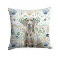 Weimaraner Coastal Sea Glass Decorative Throw Pillow 18x18 Indoor Outdoor Accent Cushion, Fabric Cover with Insert for Sofa, Bed, Porch & Living Room