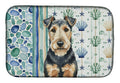 Welsh Terrier Coastal Sea Glass Dish Drying Mat Absorbent Dish Drying Mat Pad for Kitchen Counter Dish Drainer Mat for Countertop, 14 x 21", Multicolor