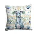 Blue Whippet Coastal Sea Glass Decorative Throw Pillow 18x18 Indoor Outdoor Accent Cushion, Fabric Cover with Insert for Sofa, Bed, Porch & Living Room