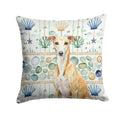 Fawn Whippet Coastal Sea Glass Decorative Throw Pillow 18x18 Indoor Outdoor Accent Cushion, Fabric Cover with Insert for Sofa, Bed, Porch & Living Room