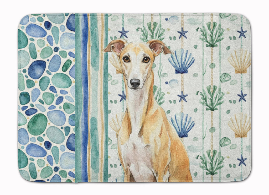Fawn Whippet Coastal Sea Glass Memory Foam Kitchen Mat Machine Washable Anti-Fatigue Cushion Comfort Bath or Kitchen Rug