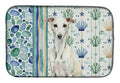 White Whippet Coastal Sea Glass Dish Drying Mat Absorbent Dish Drying Mat Pad for Kitchen Counter Dish Drainer Mat for Countertop, 14 x 21", Multicolor
