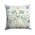 White Whippet Coastal Sea Glass Decorative Throw Pillow 14x14 Indoor Outdoor Accent Cushion, Fabric Cover with Insert for Sofa, Bed, Porch & Living Room